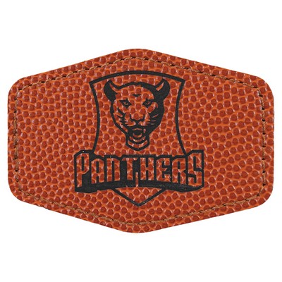 Hex Engraved Basketball Patch with Adhesive, Faux Leather, 3" x 2"