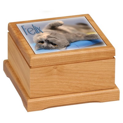 3.25" Red Alder Pet Urn with Tile Insert