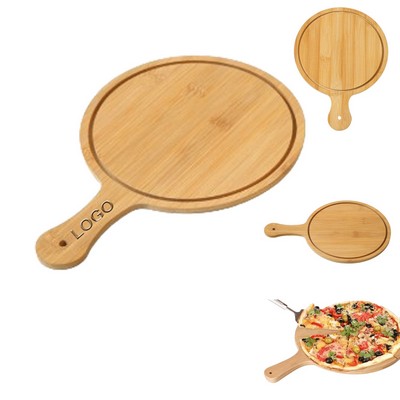 8 Inch Outside Diameter Round Natural Bamboo Pizza Tray