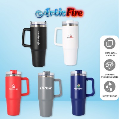 ArticFire 30 oz Insulated Stainless Steel Mug with Straw & Twist Lid