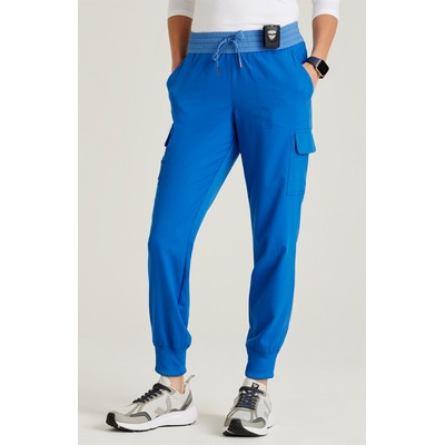 Barco® Amelia 5-Pockets Two-Tone Mid-Rise Jogger Scrub Pants