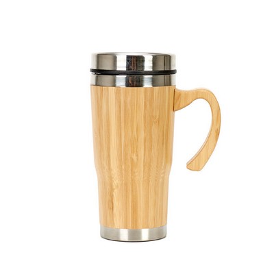 450ml Bamboo Vacuum Strainer Insulated Cup With Handle