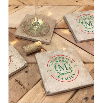 Travertine Stone Coaster (4" x 4")