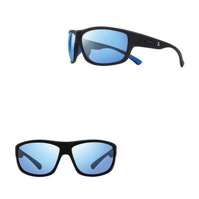 Revo™ Matte Black/Blue Caper Sports Wrap Sunglasses w/Superflex