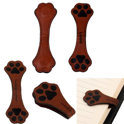 PU Leather Magnetic Dog Paw Bookmark