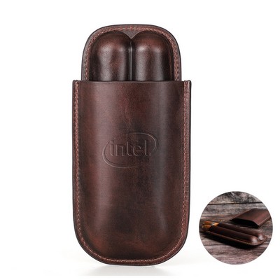 Portable Genuine Leather Cigar Case