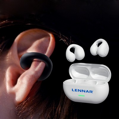 Open Ear Bone Conduction Wireless Earbuds with Clip-On Design