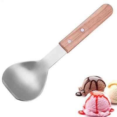 Stainless Steel Wooden Handle Ice Cream Spoon