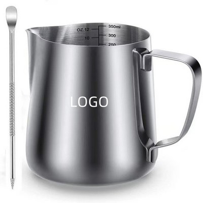 12oz Milk Frothing Pitcher 304 Stainless Steel Creamer Frothing Pitcher with Latte Art Pen