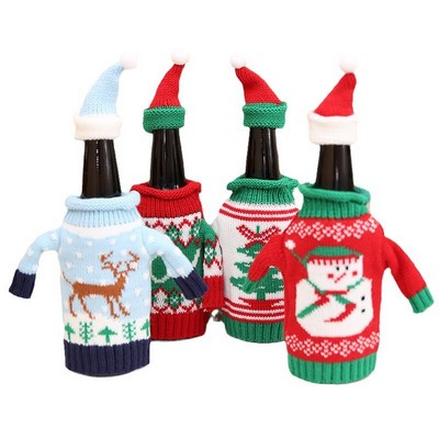 Christmas Wine Bottle Sweater Cover