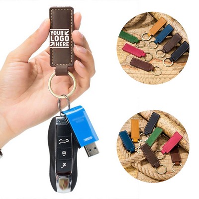 Leather Keychain Key Ring Clip