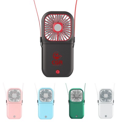 Rechargeable Mini Fan Phone Holder With Lanyard