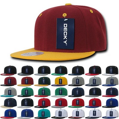 Decky High Profile Six Panel Two Tone Snapback Cap (Lot of 6)