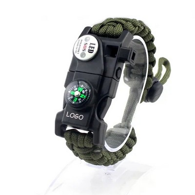 Survival Paracord Bracelet Adjustable GearKit With LED