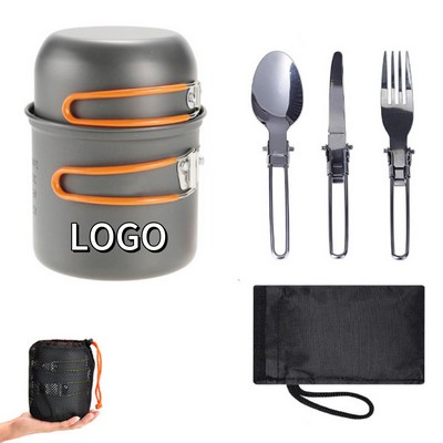 Aluminum Camping Pot Set With Cutlery