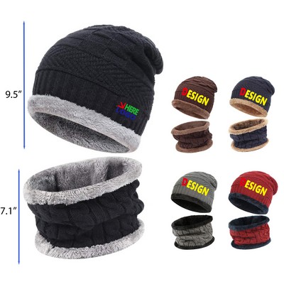 2 Pieces Pack Winter Beanie Hat Scarf Set