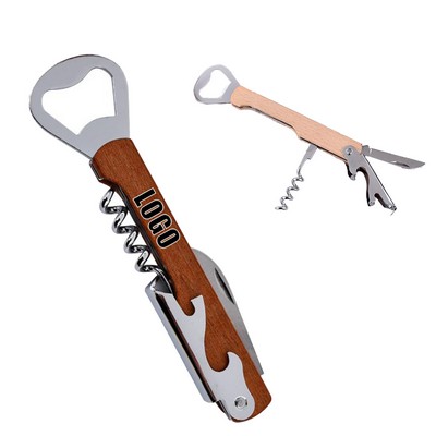 Wood Handle Stainless Steel Wine & Beer Opener