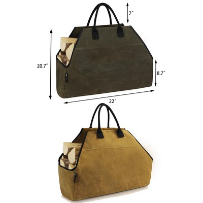 Heavy Duty Waxed Canvas Firewood Carrier