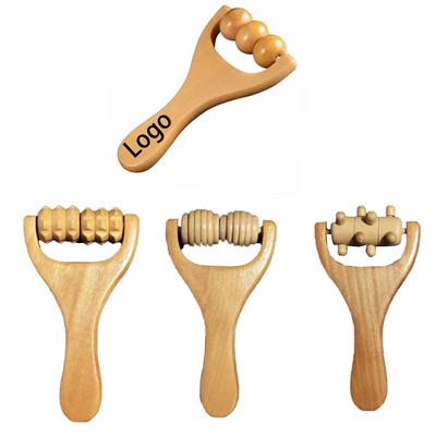 Three Wheel Roller Massager - Wooden Hand