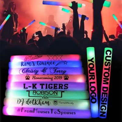 Custom Imprinted Multi Color 16" Foam LED Light Up Cheer Stick