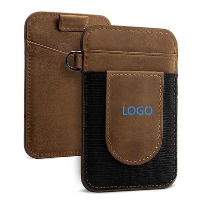 Slim Minimalist Front Pocket Wallet Elastic Credit Card Holder Genuine Leather RFID Blocking Card