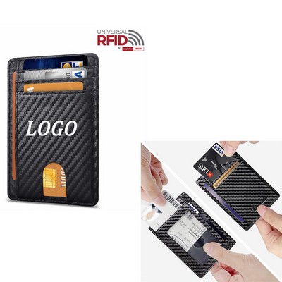 Slim Wallet RFID Blocking Carbon Fiber Texture