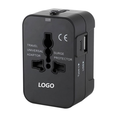 Dual Port Type C USB A Universal Travel Adapter