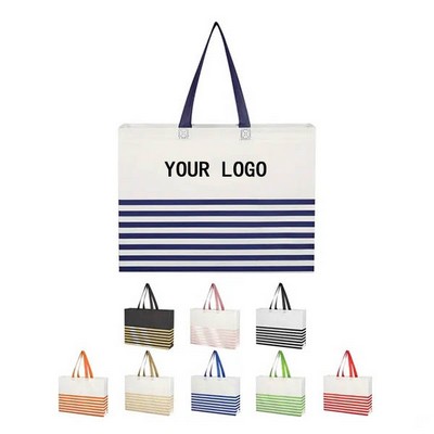 Non-Woven Horizontal Stripe Tote Bag