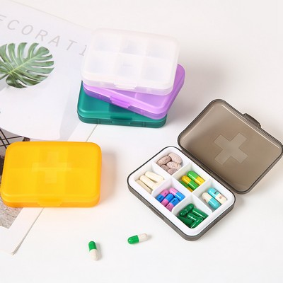 Square 6 Compartments Medicine Storage Box