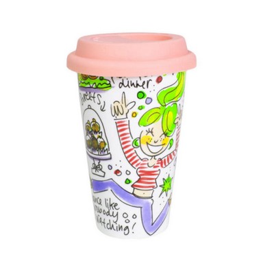 12oz Full Wrap Printing Ceramic Mug with Silicone Lid