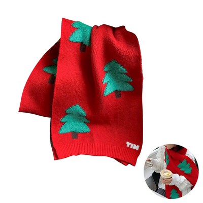 Christmas Tree Pattern Knit Scarf