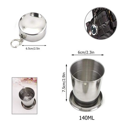 140ml Collapsible Stainless Steel Travel Cup with Key Ring