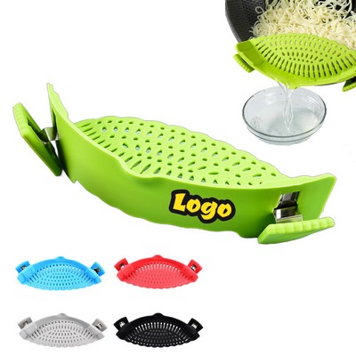 Silicone Collapsible Clip-On Strainer Colander for Kitchen