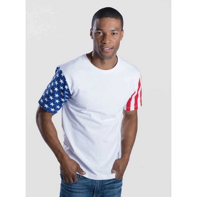 Code Five® Unisex Stars and StripesCrew Neck Short Sleeve Fine Jersey T-Shirt