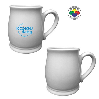 16 Oz. White Pot Belly Mug - Dishwasher Resistant - Precision Spot Color