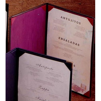 Bonded Leather Double Panel Pocket Gold Matted Menu Cover (14"x8 1/2")