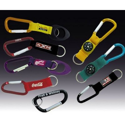 Carabiner W/ Nylon Strap & Woven Logo (3 1/4")