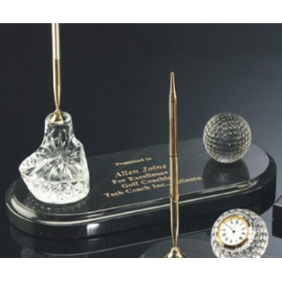 4.5" Crystal Golf Ball & Club Award w/Marble Base