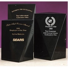 7" Black Genuine Marble Square Pillar Award