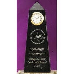 Black Genuine Marble Obelisk Clock Award