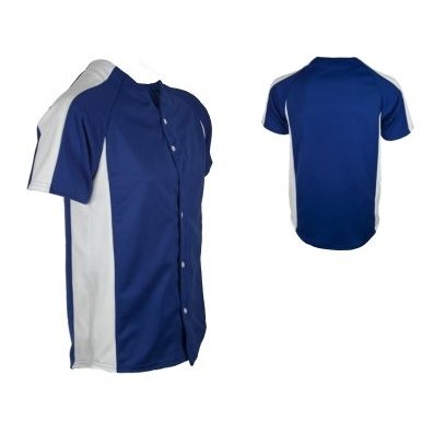 Adult Pro-Style Double Knit Poly Full Button Baseball Jersey Shirt w/Contrast Side Panel