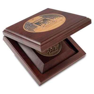 Solid Walnut Medallion Box (3" Coin Rout w/Removable Insert)