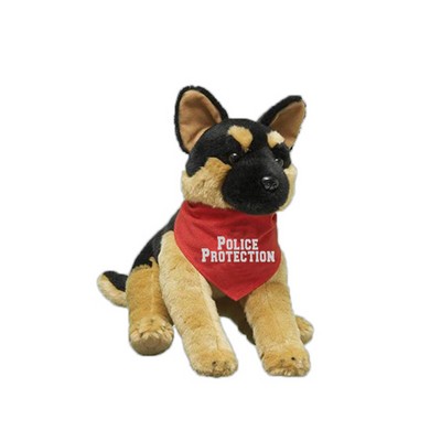 Custom Plush German Shepherd Dog with Imprinted Bandana