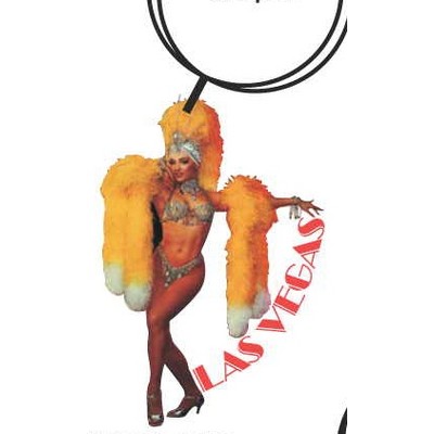 Showgirl in Yellow Key Chain w/Clear Mirror Back (10 Square Inch)