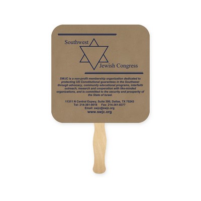 Square Recycled Paper Hand Fan Single