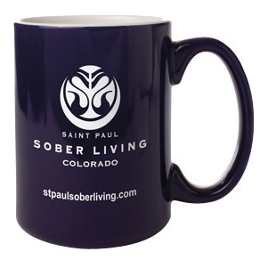 15 Oz. Jumbo Two-Tone C Handle Mug (Cobalt Blue/White)