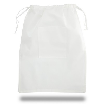 White Non Woven Drawstring Laundry Bag - Blank (18"x24")