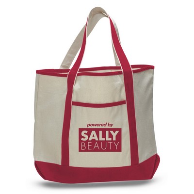 2 Tone Canvas Tote Bag w/ Interior Zipper Pocket - 1 Color (22"x16"x6")