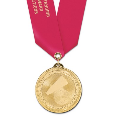 2" Cheer Brite Laser Medal w/ Satin Neck Ribbon