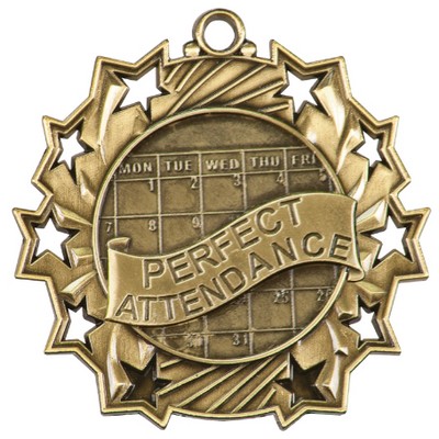 Ten Star Perfect Attendance Medal - 2-1/4"